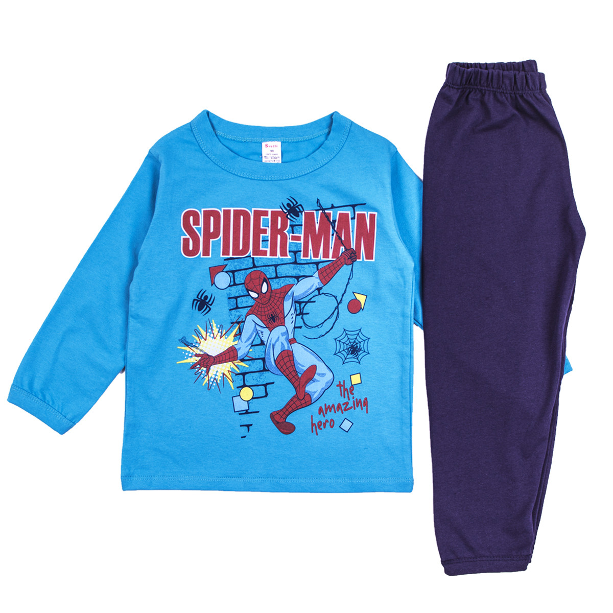 Детска памучна пижама "Amazing hero" в синьо