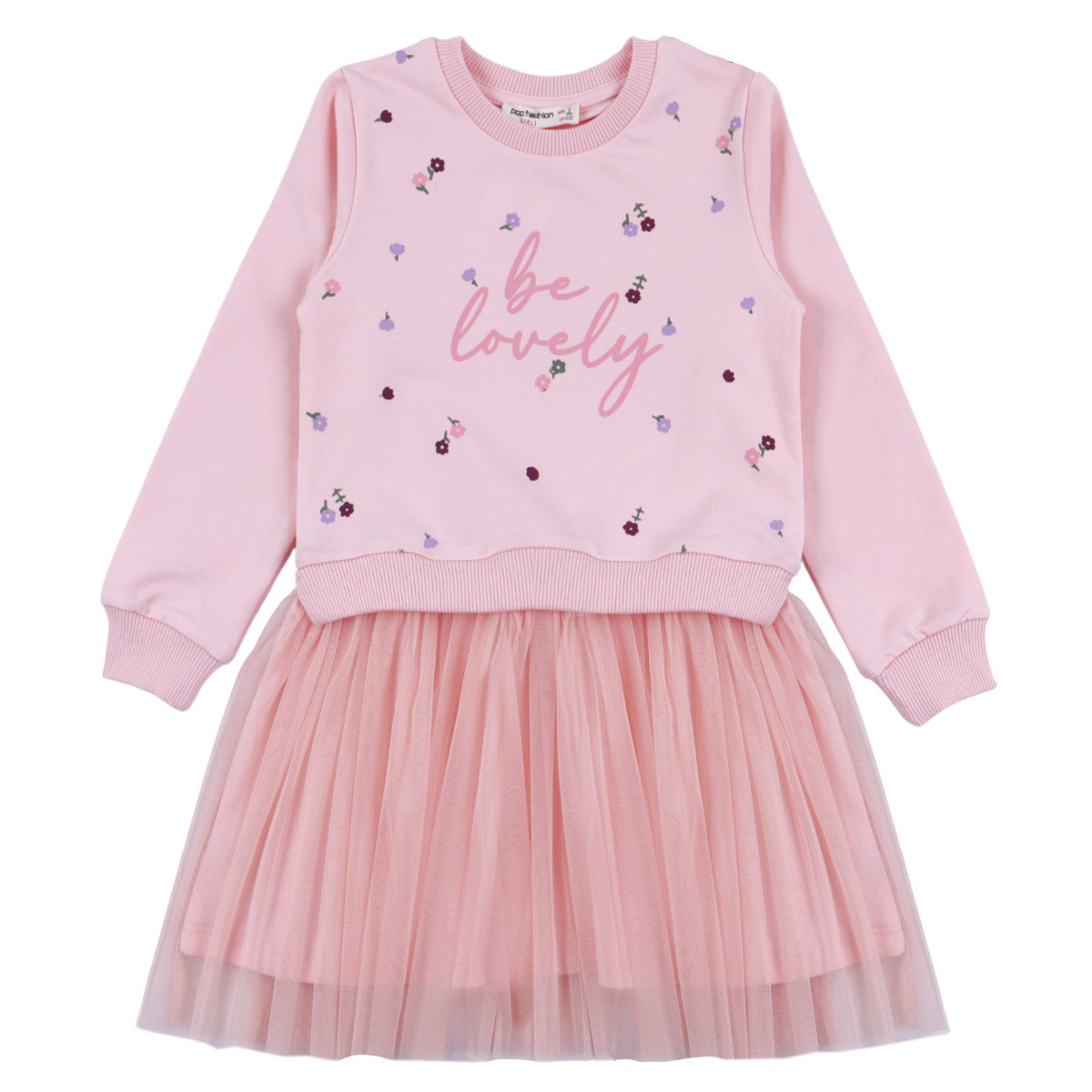 Детска плътна рокля "Be lovely" в розово