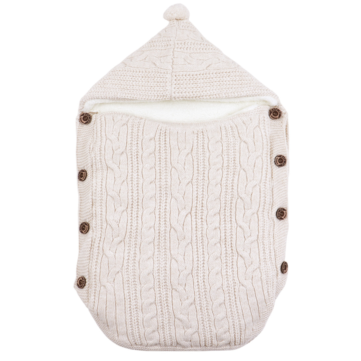 Портбебе от плетиво и пухена подплата в бежово