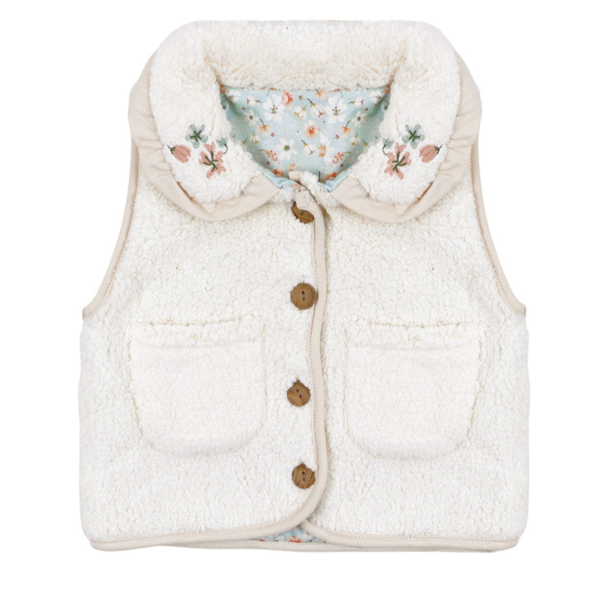 Детски елек от  екокаракул с бродерия