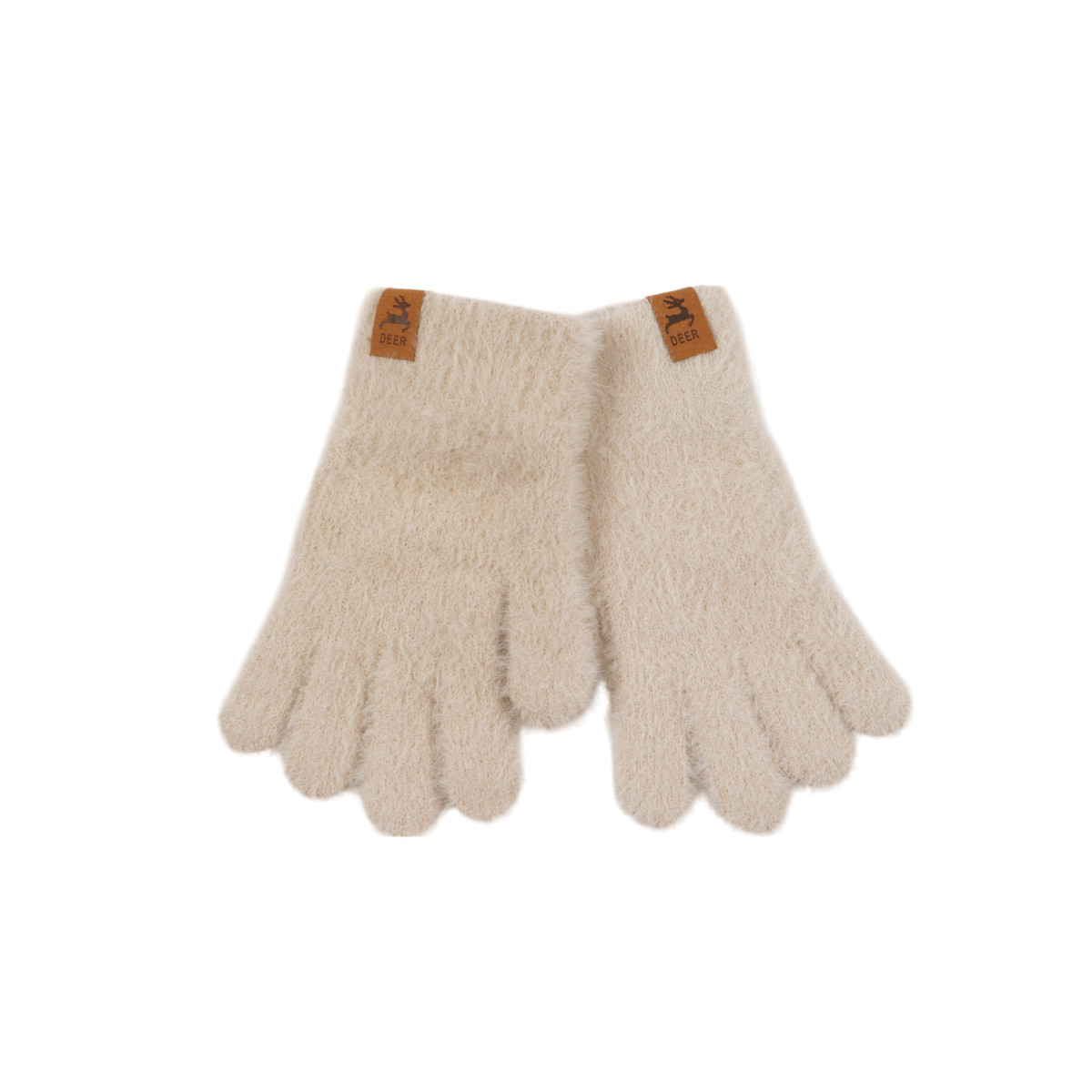 Детски пухени ръкавици в бежово