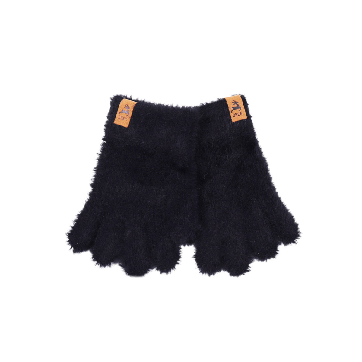 Детски пухени ръкавици в черно