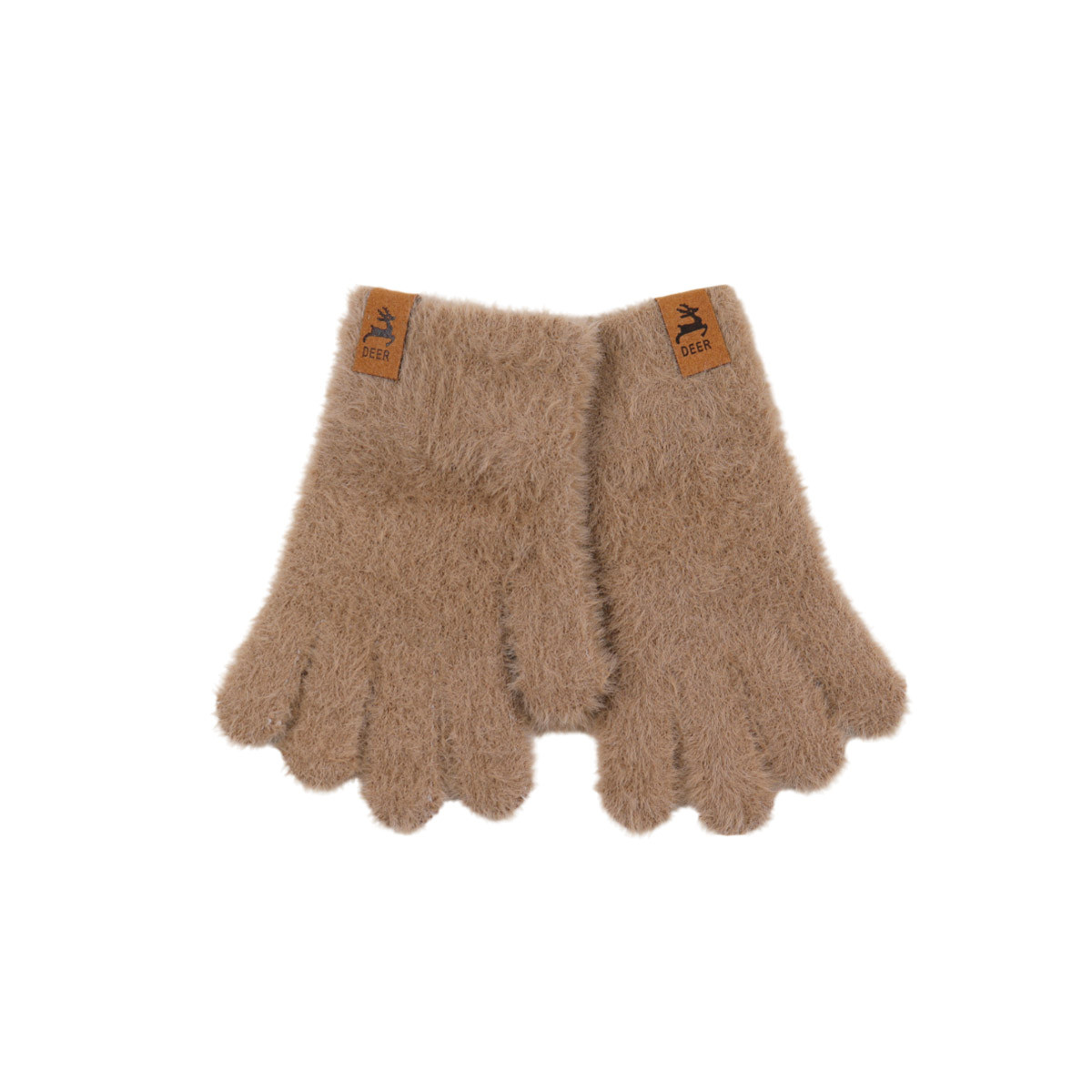 Детски пухени ръкавици в капучино