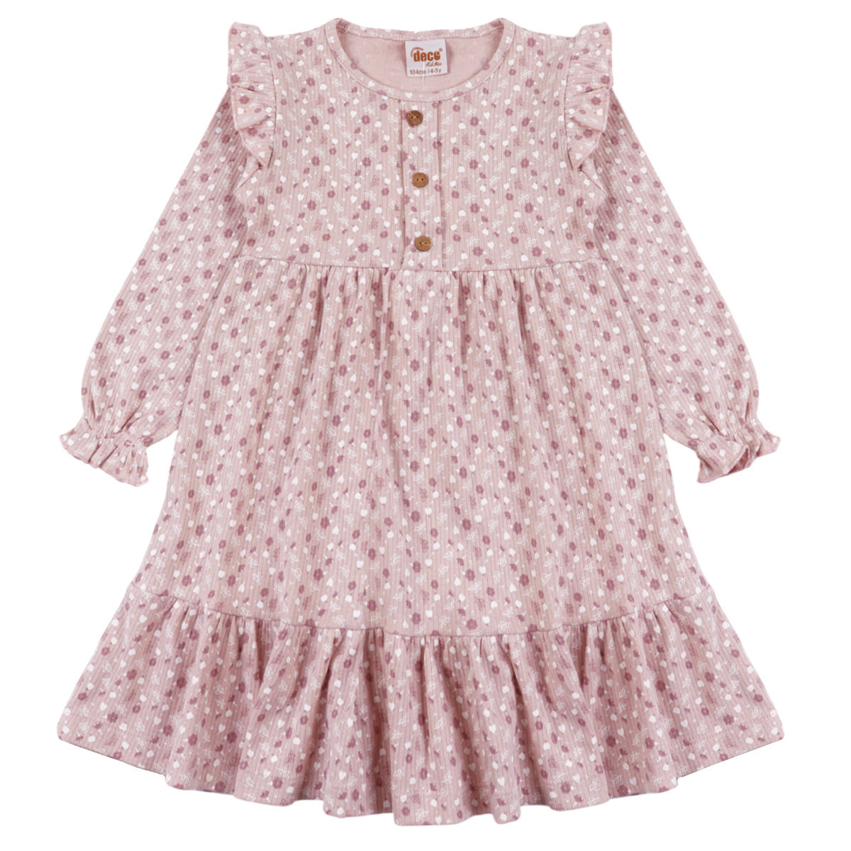 Детска памучна рокля ''Ема'' в опушено розово