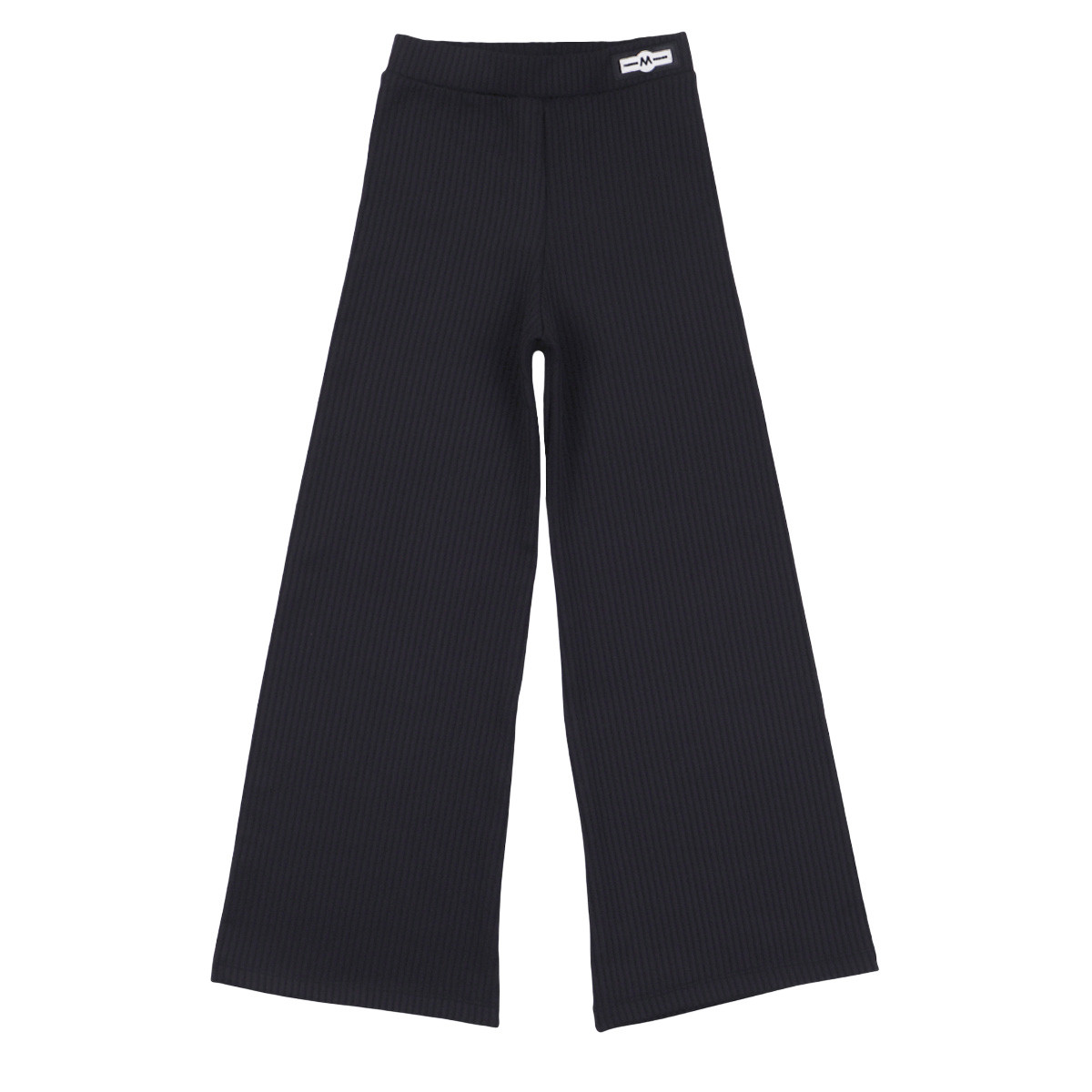 Ватиран панталон с широки крачоли в черно