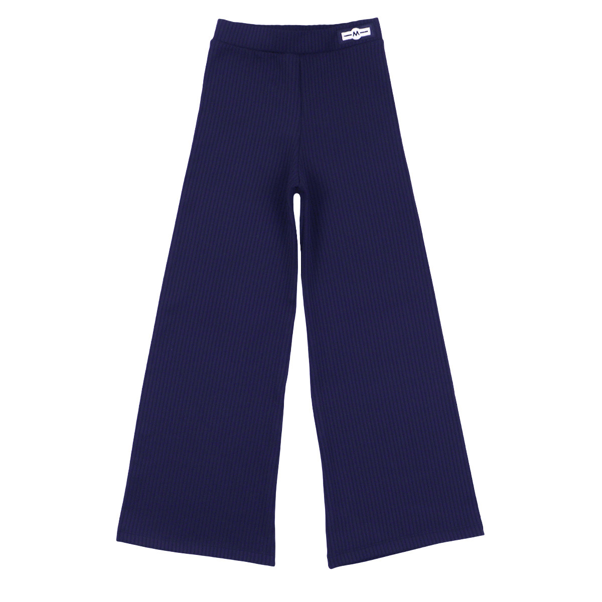 Ватиран панталон с широки крачоли в син парламент