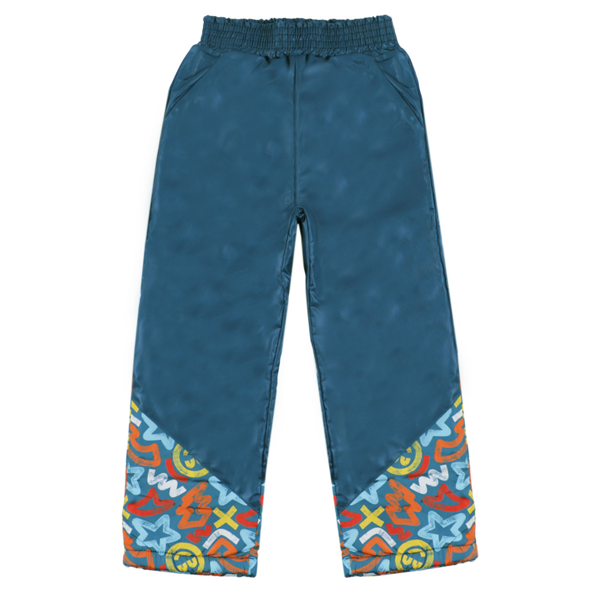 Шушляков панталон с полар "Graphics" в петролено синьо