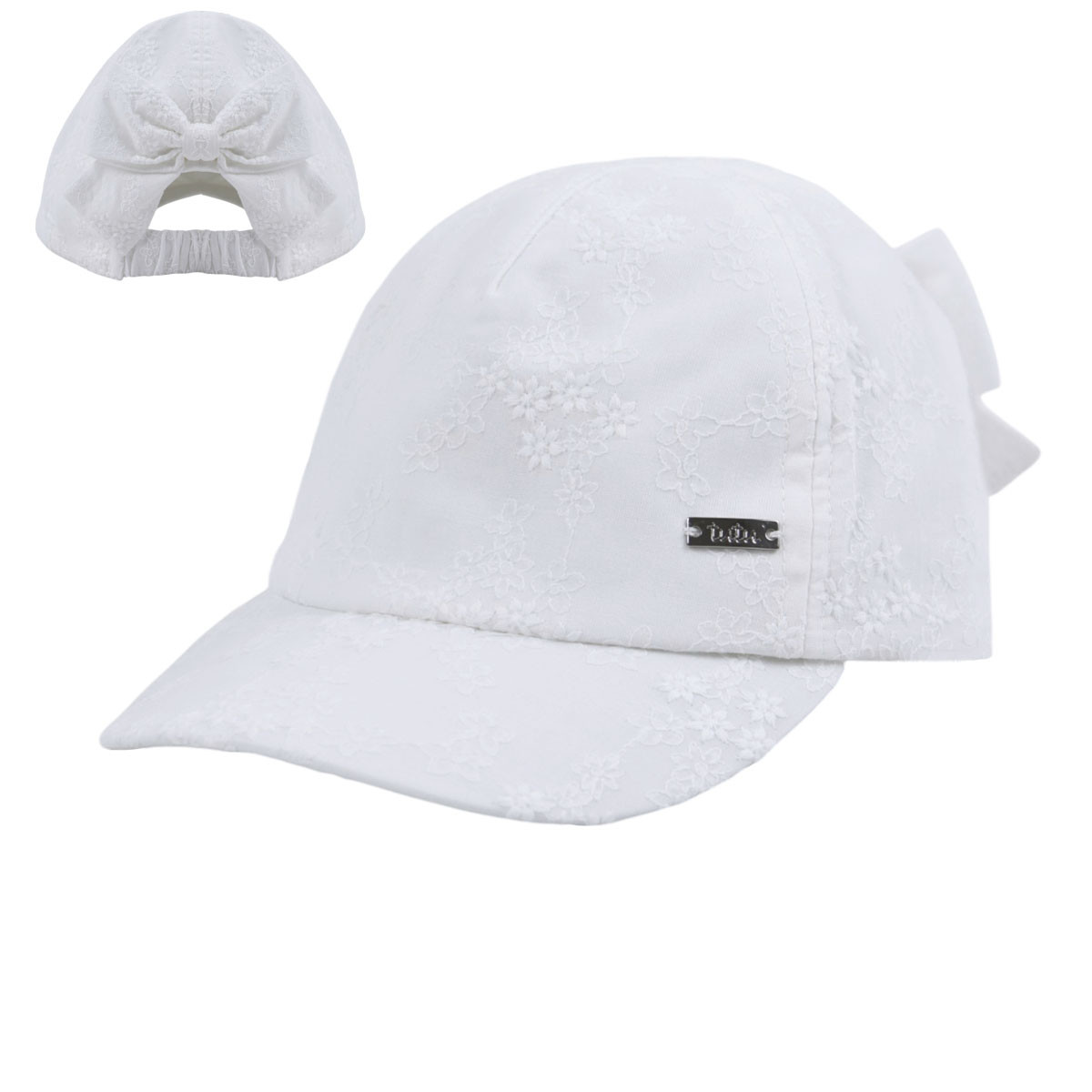 Шапка с козирка и бродерия в бяло UV 30+