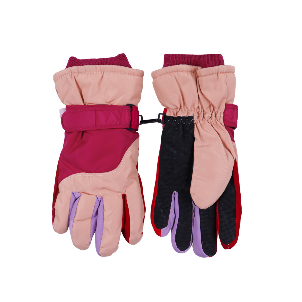 Ръкавици за ски с поларена подплата в праскова и циклама