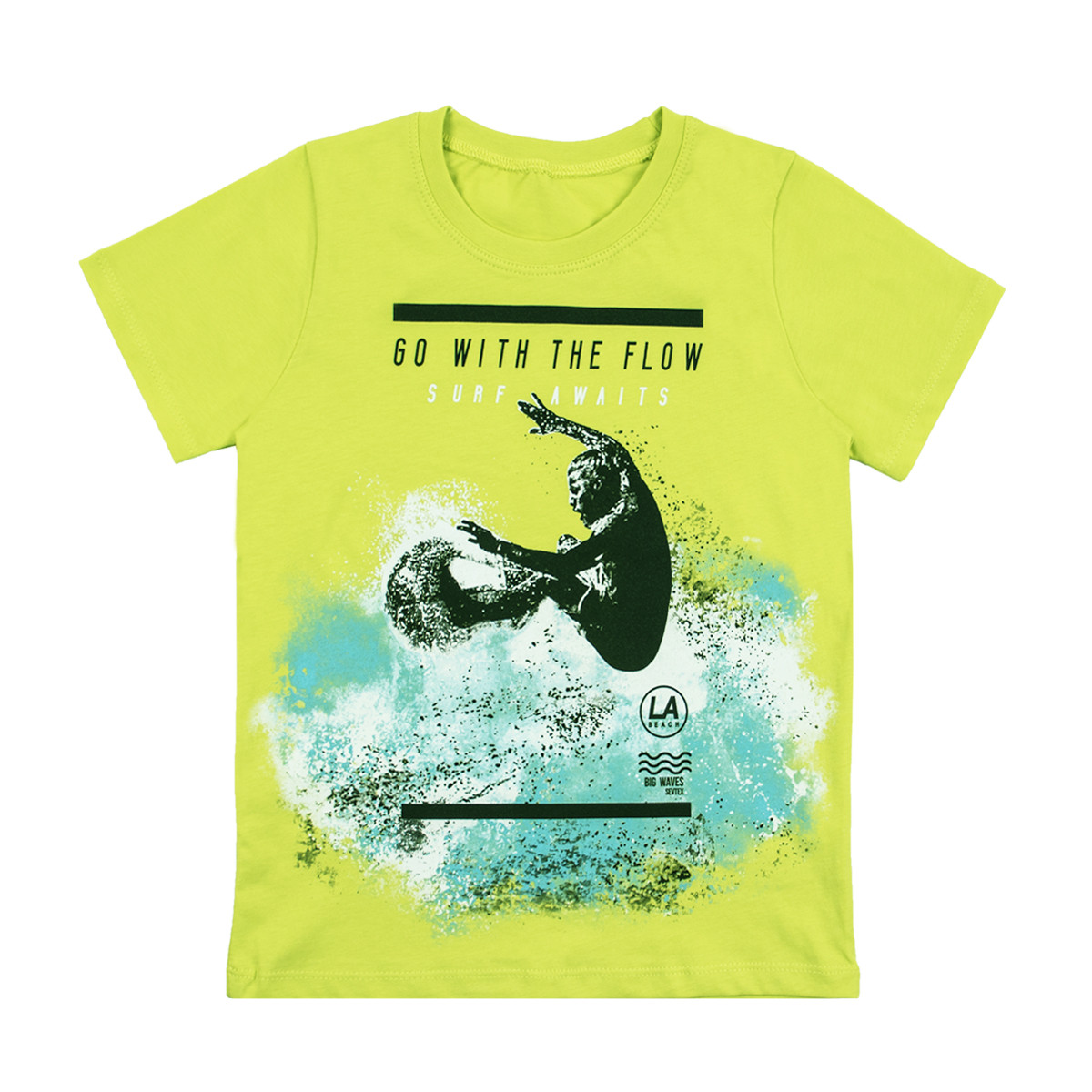 Тениска за момчета "Surf" в цвят лайм