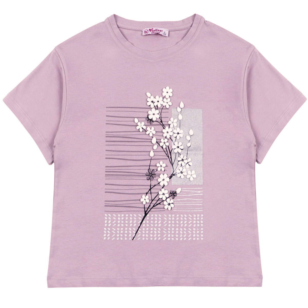 Леко скъсена тениска ''Blossom'' в лилаво