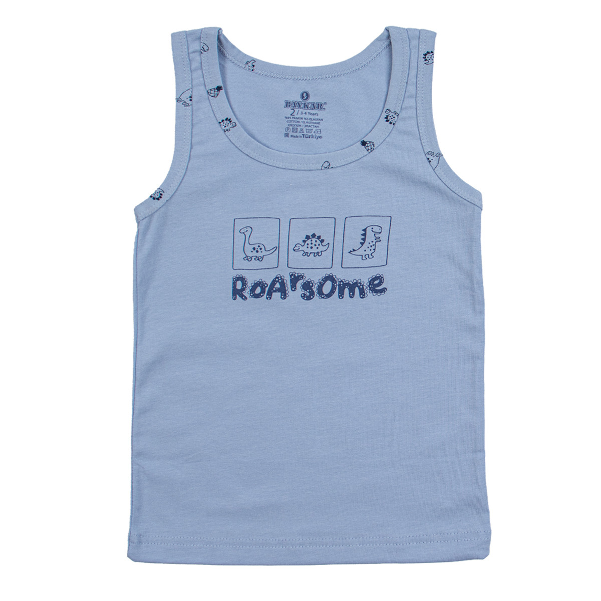 Детски памучен потник "Roarsome" в синьо