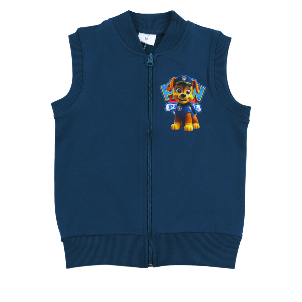 Ватиран едноцветен елек в петролено синьо