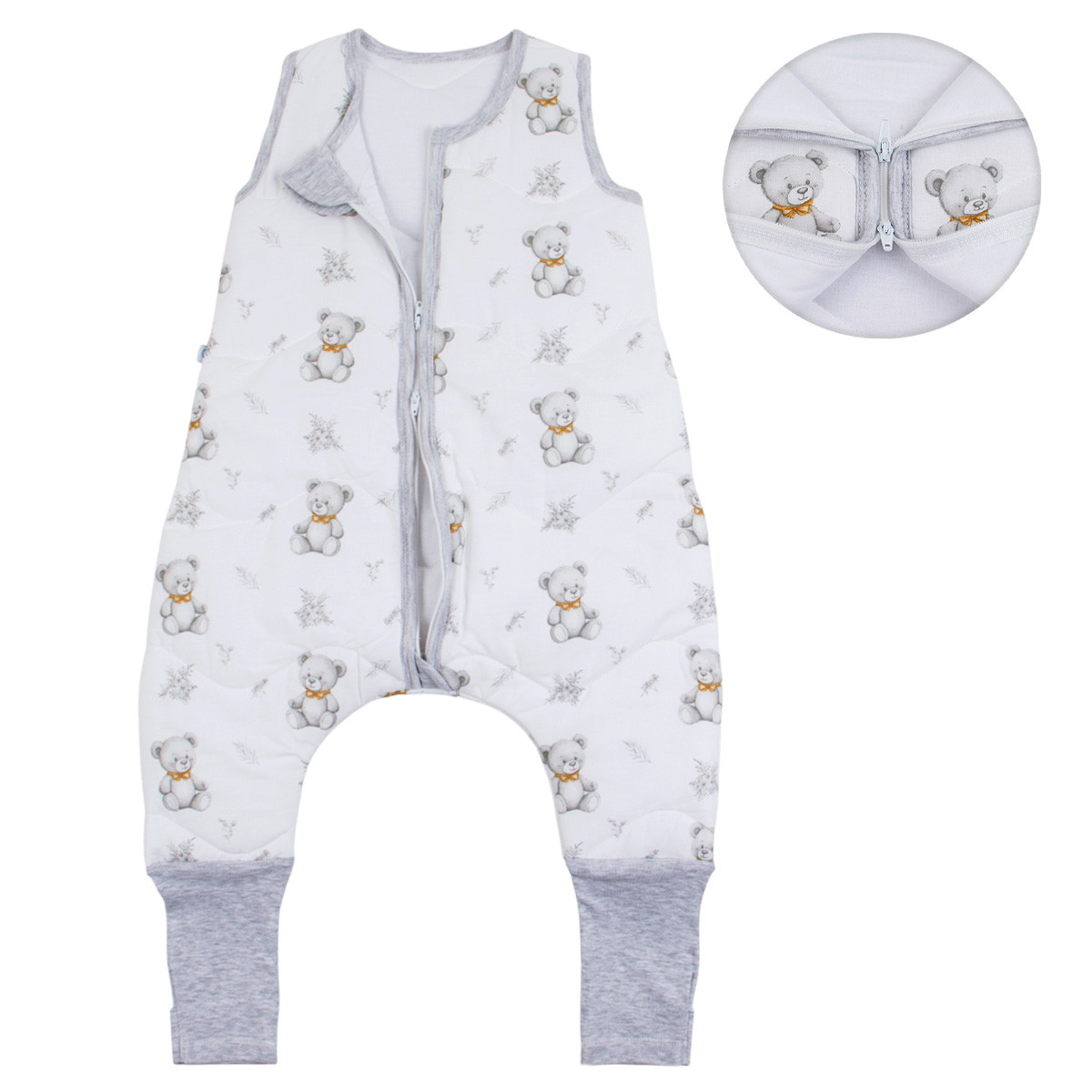 Зимен спален чувал с двупосочен цип и крачета "Cute bear"
