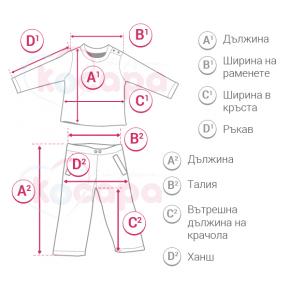 Таблица с размери за Шушлякови комплекти, гащеризони и панталони